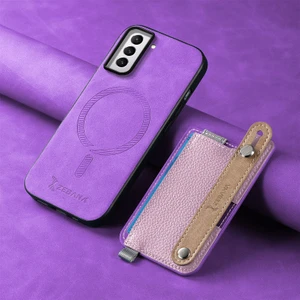 Samsung Galaxy S25 Edge Uyumlu Kılıf Zebana 2in1 Kartlıklı Best Deri Kılıf Mor