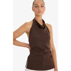 Slim Fit Dar Kesim Halter Yaka Bluz F8007AX25AU