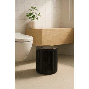 Lines Serisi Siyah Akrilik Çöp Kovası – Silindir, 5 Litre, 25CM, Kolay Temizlenir - 3372