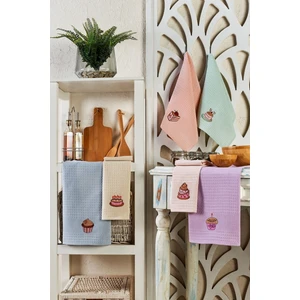 6 Parça %100 Pamuk 40 x 60CM Kek Pasta Desenli Mutfak Havlusu Seti Mutfak Kurulama Bezi Seti Hemmen