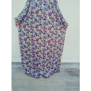 Robadan Uzun Kollu %100 Viskon Basma Çiçekli Anne Elbise, Namaz Elbisesi