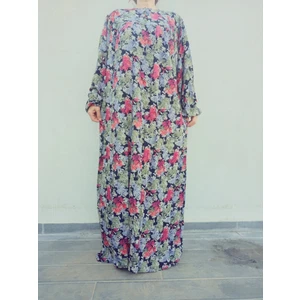 Robadan Uzun Kollu %100 Viskon Basma Çiçekli Anne Elbise, Namaz Elbisesi