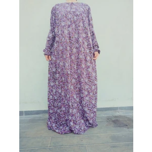 Robadan Uzun Kollu %100 Viskon Basma Çiçekli Anne Elbise, Namaz Elbisesi