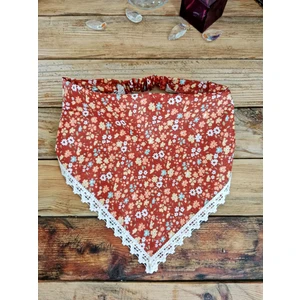 Çiçek Desenli  -  Dantel Detaylı - Lastikli Bandana