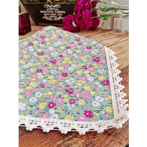 Çiçek Desenli  -  Dantel Detaylı - Lastikli Bandana