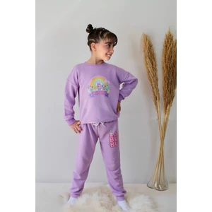 Matu Kids Lila Labubu Baskılı Kız Çocuk Alt Üst 3 Iplik Eşofman Takım 3/10 Yaş