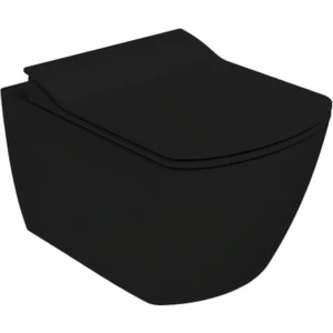 Elegant Kömür Karası Kanalsız Asma Klozet EG321, Creavit Elegant Duroplast Yavaş Kapak
