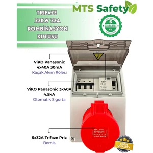 22 Kw Trifaze Taşınabilir Elektrikli Araç Şarj Cihazı Kombinasyon Kutusu 5*32 Kaçak Akım Roleli