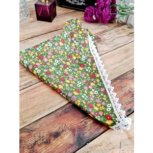 Çiçek Desenli  -  Dantel Detaylı - Lastikli Bandana
