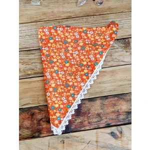 Çiçek Desenli  -  Dantel Detaylı - Lastikli Bandana
