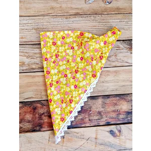 Çiçek Desenli  -  Dantel Detaylı - Lastikli Bandana