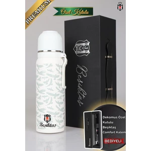 DEKOMUS İLE LİSANSLI BEŞİKTAŞ 650 ML BARDAKLI ÇELİK TERMOS "ÖZEL KUTULU COMFORT KALEM HEDİYELİ"