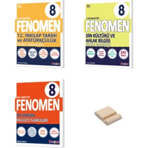Fenomen Yayınları LGS 8. Sınıf İnkılap Soru Bankası - Din Kültürü ve Ahlak Bilgisi Soru Bankası - İngilizce Soru Bankası 3'lü Set + Telefon Tutucu