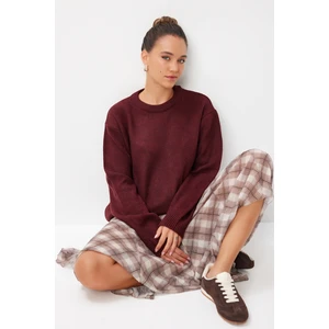 Oversize Basic Triko Kazak LDD0127 Bordo