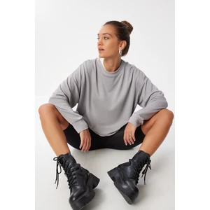 Basic Mevsimlik Modal Sweatshirt LEN0026 Taş Grisi