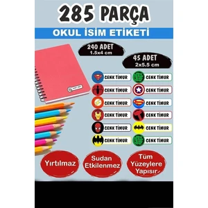 Kt Grup Okul Etiketi Kalem Defter Etiketi Özel Isimli Etiket Avengers-Yenilmezler 12 Figür 285 Adet