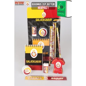Yeni Sezon Lisanslı Galatasaray 7'li Kırtasiye Seti Not Defteri,cetvel,forma Tasarım Kalemtraş,kalemtraş,2 Adet Kurşun Kalem