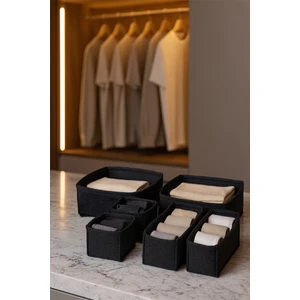 Keçe Çekmece ve Dolap Düzenleyici Organizer Seti 6 Parça – Siyah, Çok Amaçlı Düzenleyici Kutular