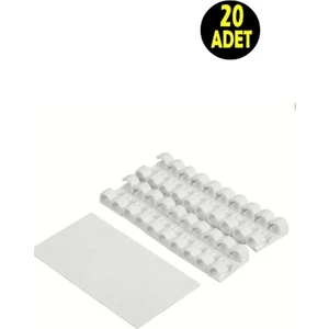 20 ADET 3m Yapışkanlı Kroşe Kablo Tv Internet Şarj Kablosu Fiş Tutucu Düzenleyicisi Organizatör