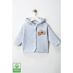 Unisex Bebek Little Bear Baskılı Pamuklu 6-9-12-18 Ay Kapitone Bebek Hırka
