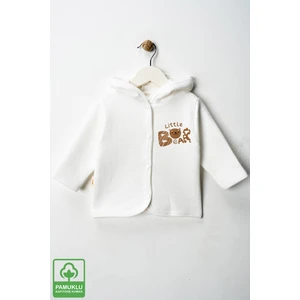 Unisex Bebek Little Bear Baskılı Pamuklu 6-9-12-18 Ay Kapitone Bebek Hırka