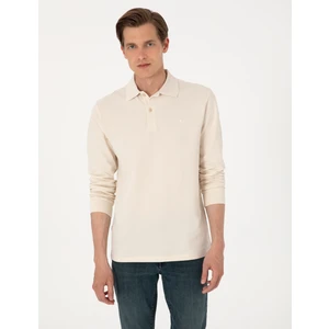 Pierre Cardin Erkek Bej Slim Fit Kıvrılmaz Polo Yaka Basic Pike Sweatshirt 50314048-VR011