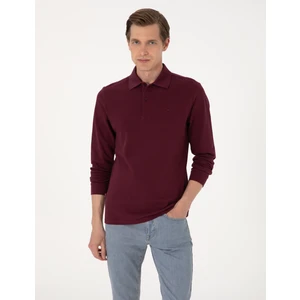 Pierre Cardin Erkek Bordo Slim Fit Kıvrılmaz Polo Yaka Basic Pike Sweatshirt 50314048-VR014