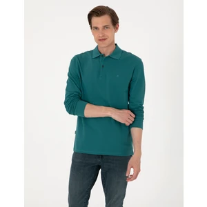 Pierre Cardin Erkek Zümrüt Slim Fit Kıvrılmaz Polo Yaka Basic Pike Sweatshirt 50314048-VR055