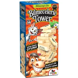 Totteriq Bilmecelerle Tower Cezalı Jenga Keyifli Denge Oyunu 54 Parça
