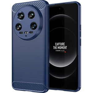 Xiaomi 14 Ultra Için Yumuşak Karbon Fiber Fırçalanmış Tpu Telefon Kılıfı - Mavi (Yurt Dışından)
