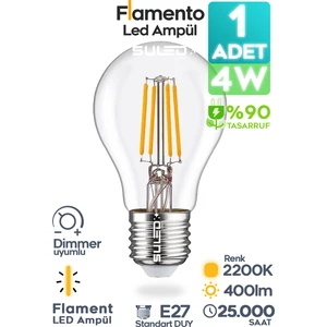 Flamento Rustik Ampül E27 Duy 220V Dimmer Uyumlu %90 Tasarruflu Ev Cafe Aplik Abajur Tavan Ampül