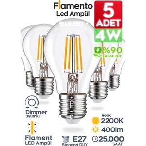 Flamento Rustik Ampül E27 Duy 220V Dimmer Uyumlu %90 Tasarruflu Ev Cafe Aplik Abajur Tavan Ampül