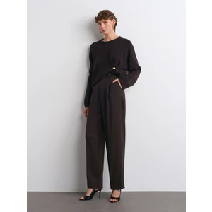 7954 Dökümlü Palazzo Pantolon-Koyu Kahve