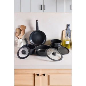 Beta Black 15 Parça Sakla Pişir Alümiyum Döküm Indüksiyon Taban Seramik Kaplama Tencere Tava Seti