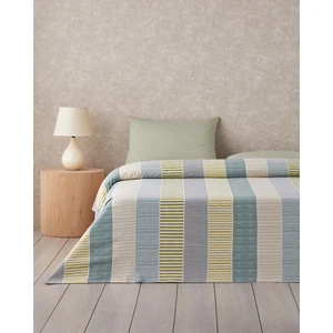 Border Line Kolay Ütülenir Tek Kişilik Nevresim Takımı 160X220 cm Yeşil-Bej