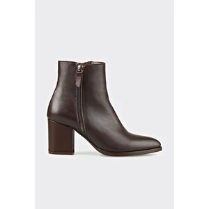 Kahve Deri Kadın Klasik Bot