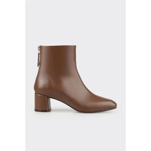 Kahve Deri Kadın Klasik Bot