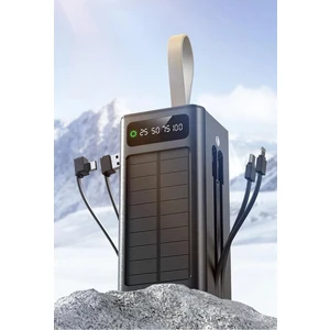 Solar 50.000 Mah Güneş Enerjili LED Işıklı Powerbank Şarj Aleti 4xusb Çıkış Çoklu Şarj Çıkışı Kablo