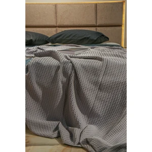 Premium %100 Pamuk Tek Kişilik Yazlık Pike, Yatak Örtüsü, Terletmez Kumaş(Gri Renk) (160X240CM)