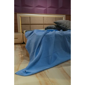 Premium %100 Pamuk Tek Kişilik Yazlık Pike, Yatak Örtüsü, Terletmez Kumaş(Mavi RENK)(160X240CM)