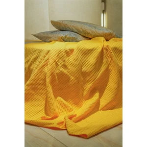 Premium %100 Pamuk Tek Kişilik Yazlık Pike, Yatak Örtüsü, Terletmez Kumaş (Sarı RENK)(160X240CM)