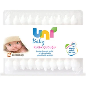 Uni Baby Güvenlikli Başlıklı Pamuklu Kulak Çubuğu - Bebekler İçin 56 Adet
