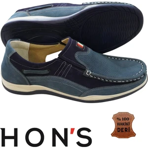 Erkek Ayakkabı Lacivert Casual Günlük Hakiki Nubuk Deri, Ortopedik, Klasik Bağcıksız Ayakkabı