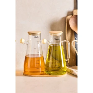 Std Gaella Bamboo 2’li 900ML Tepsili Yağlık-Sirkelik Seti 3 Parça Borosilikat