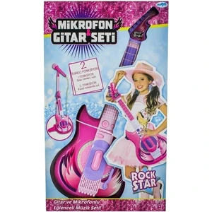 Mikrofonlu Pembe Gitar Seti