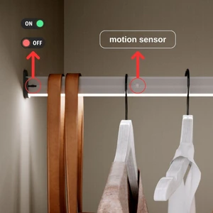 Hareket Sensörlü LED Dolap Içi Işık ve Askı Borusu - 101-110 cm - Dolap Içi Aydınlatma