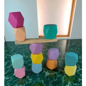 Erc Wood Blocks Ahşap Denge Blokları Montessori Waldorf Eğitimi 12'li Set