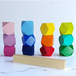 Erc Wood Blocks Ahşap Denge Blokları Montessori Waldorf Eğitimi 12'li Set