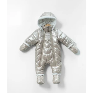 C&s Şerit ve Bombeli Desenli Pati Detaylı Kapüşonlu, Patikli ve Eldivenli Kız Çocuk Kozmonot Tulum Mont