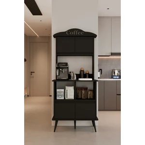 Forme siyah Mdf Raflı Kahve Köşesi 172CM